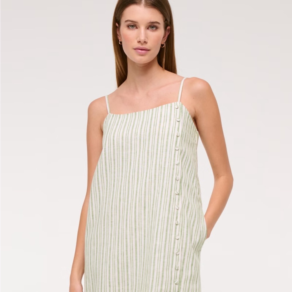 Abercrombie green stripe linen mini dress!